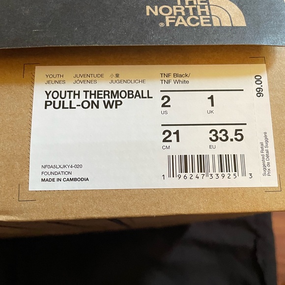 USED Northface thermoball boots size 2y - Picture 2 of 5
